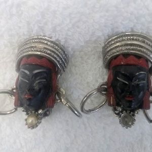 VINTAGE 40’S AFRICAN Black Woman Clip On Earrings